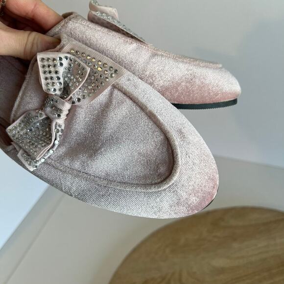 VS Y2K Pink Velour Velvet Bow Sequin Embellished Almond Toe Mules - 7 - Picture 9 of 10